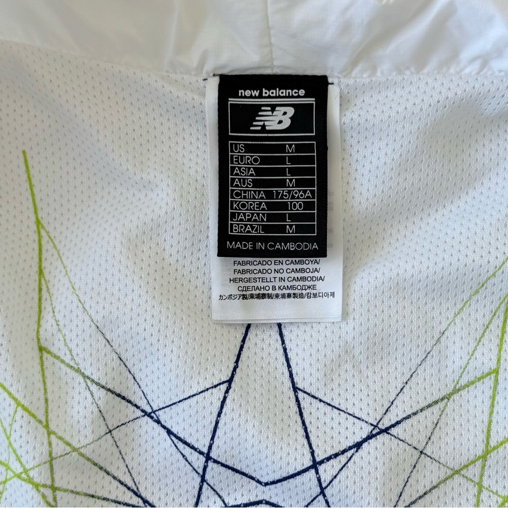 New Balance NBA Windbreaker Jacket Men M Black White Red Hooded Lightweight - Picture 12 of 12